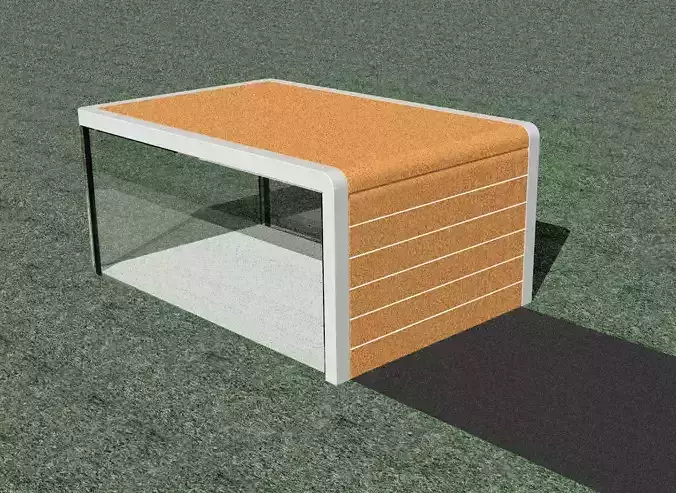 Carport garage with glass walls 3D model