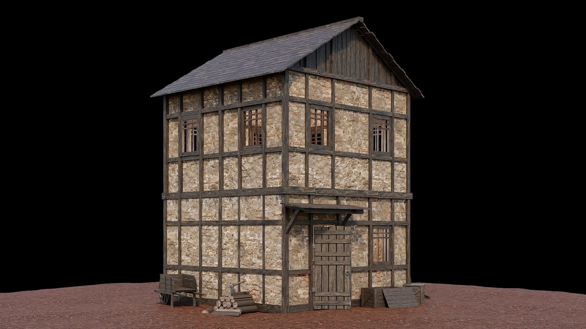 Medieval Village Houses Pack 01- 4K Textures Game Ready 3D Model Collection_9