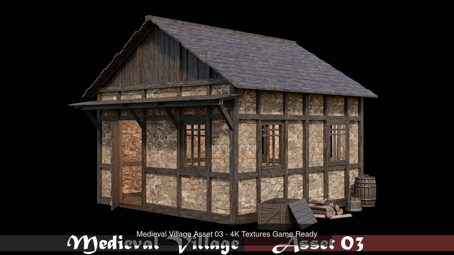 Medieval Village Houses Pack 01- 4K Textures Game Ready 3D Model Collection_4