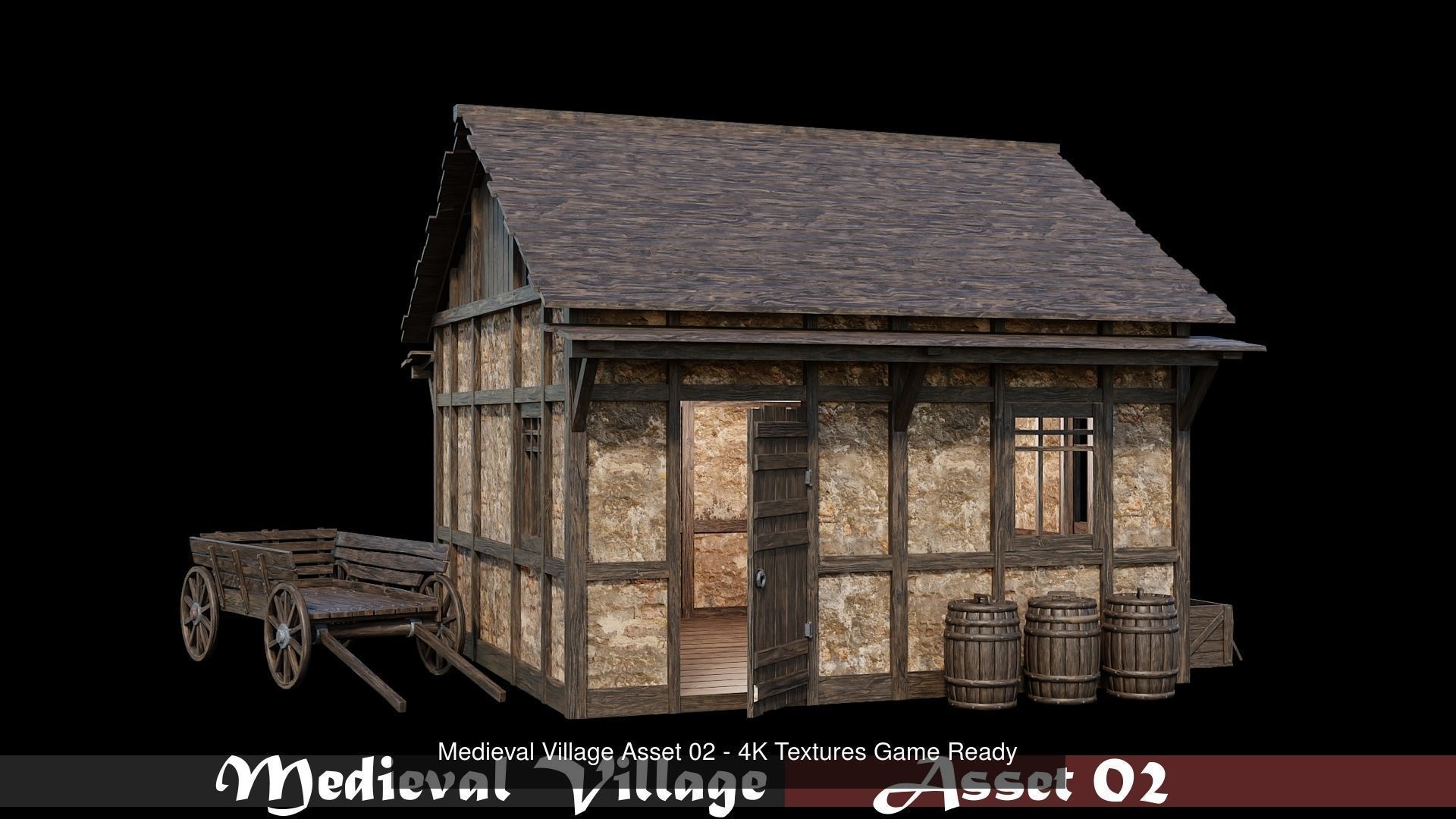 Medieval Village Houses Pack 01- 4K Textures Game Ready 3D Model Collection_3