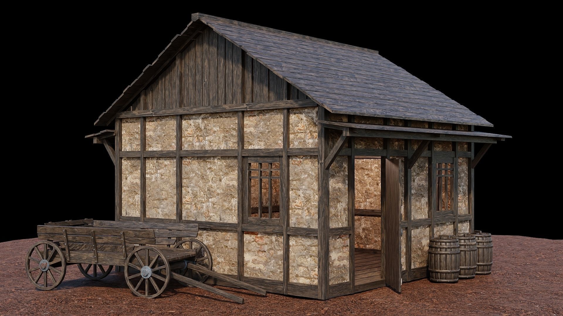 Medieval Village Houses Pack 01- 4K Textures Game Ready 3D Model Collection_11