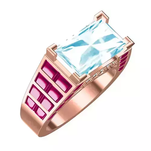 Aquamarine Baguette Cut Diamond Ring