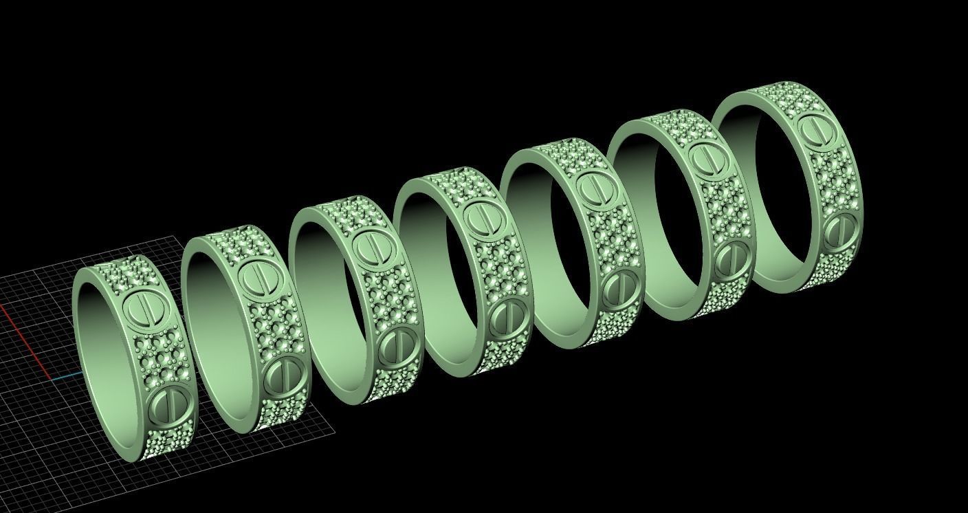 Wedding rings Love Collection All Sizes 05 3D print model_6