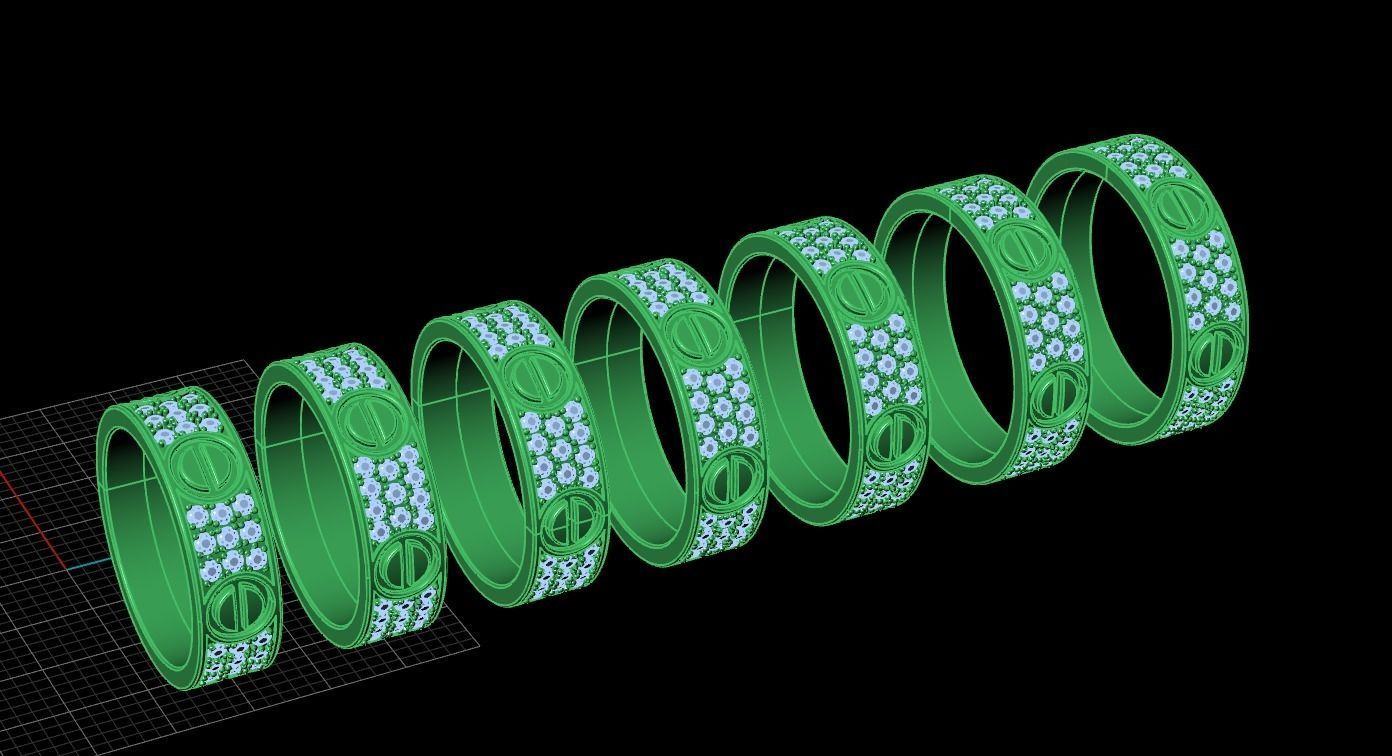 Wedding rings Love Collection All Sizes 05 3D print model_5