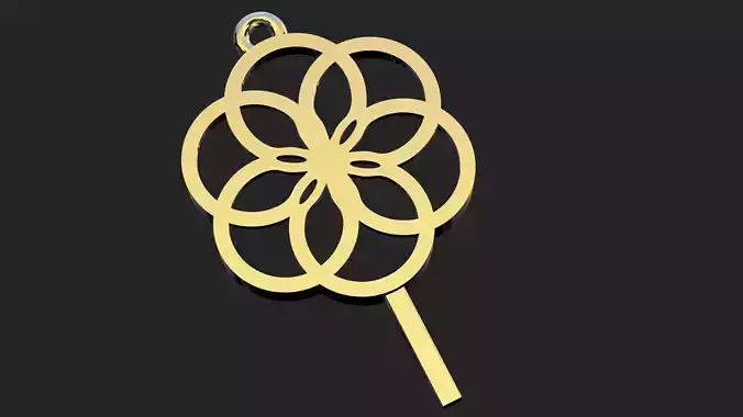 Olympic round gold pendant