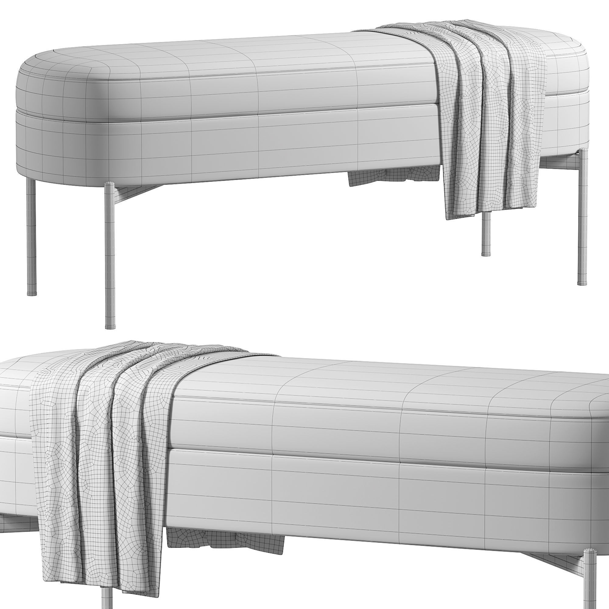 Chloe Storage Bench By Englishelm 3D model_2