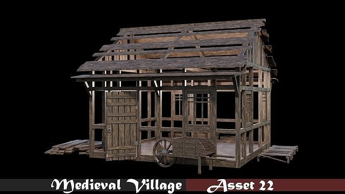 Medieval Village Asset 22- 4K Textures Game Ready Low-poly 3D model