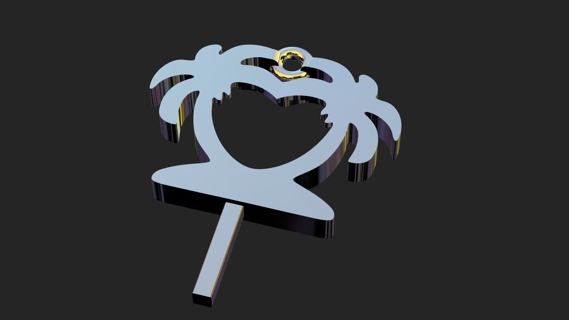 Palm tree gold pendant 3D print model_4