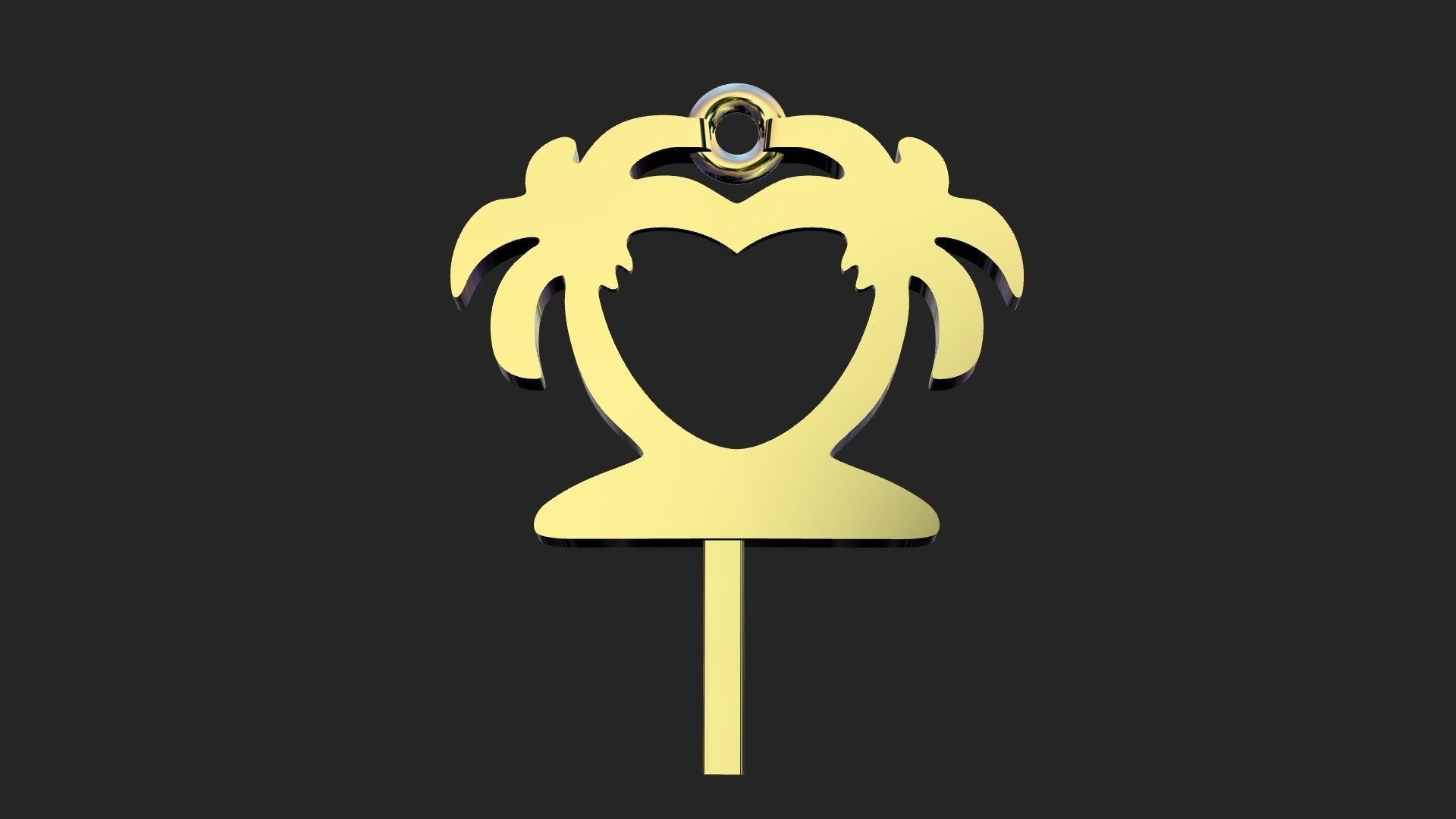 Palm tree gold pendant 3D print model_1