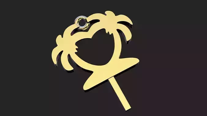 Palm tree gold pendant 3D print model