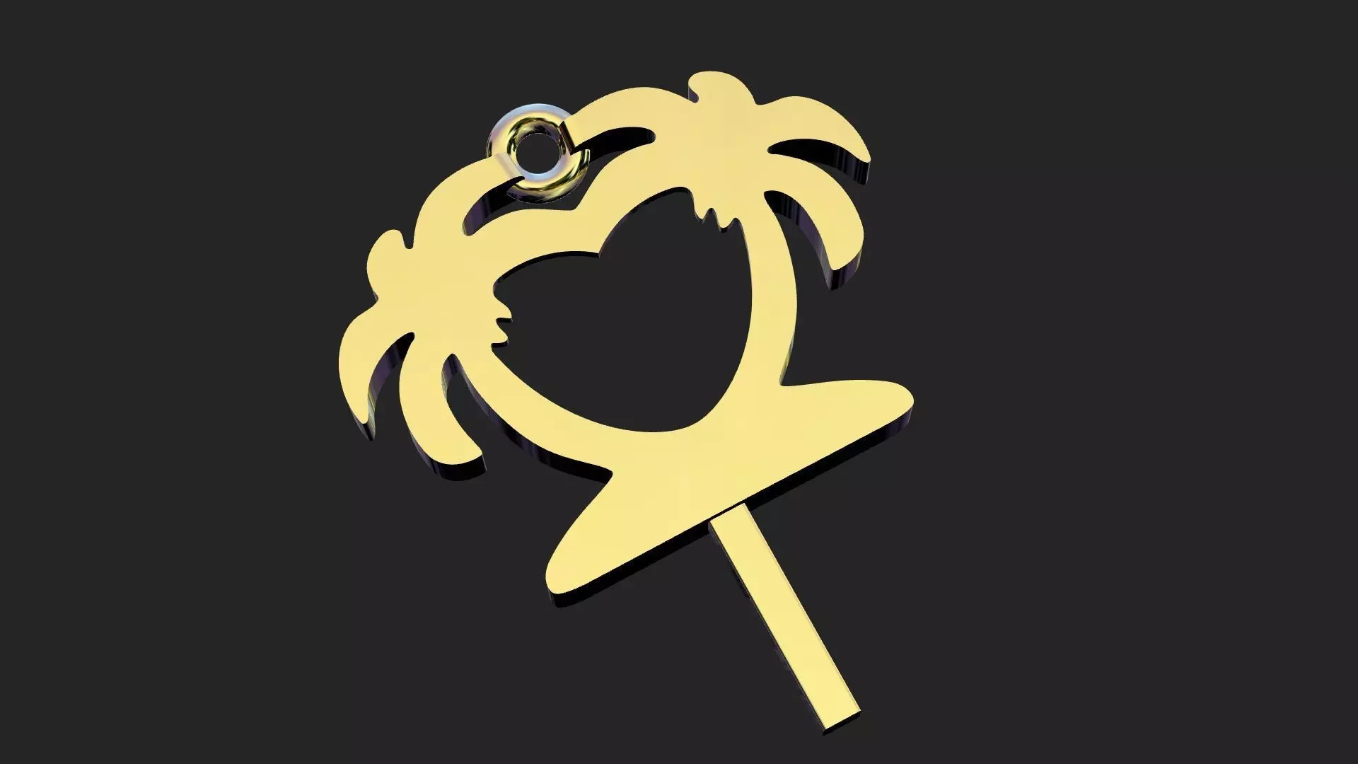Palm tree gold pendant 3D print model_0