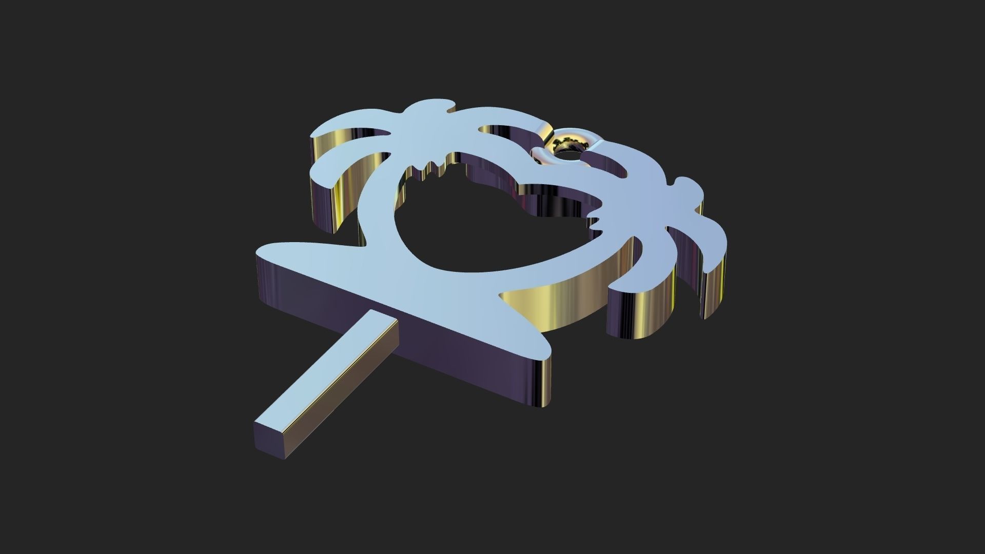 Palm tree gold pendant 3D print model_8