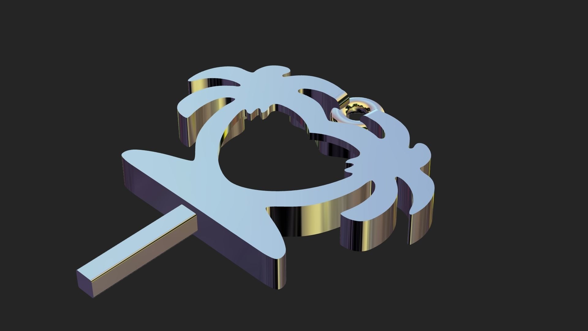 Palm tree gold pendant 3D print model_10