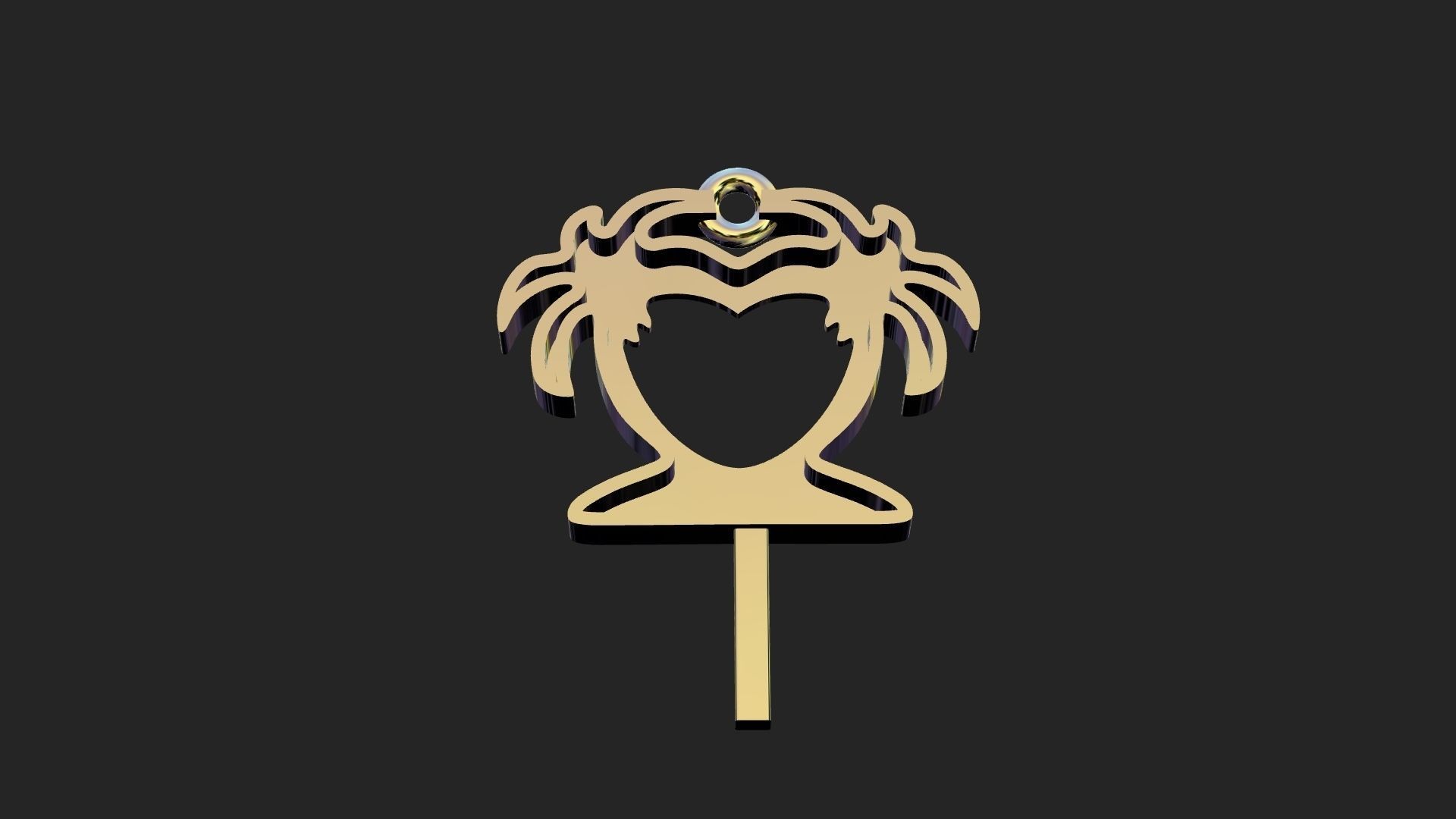 Palm tree gold pendant 3D print model_13