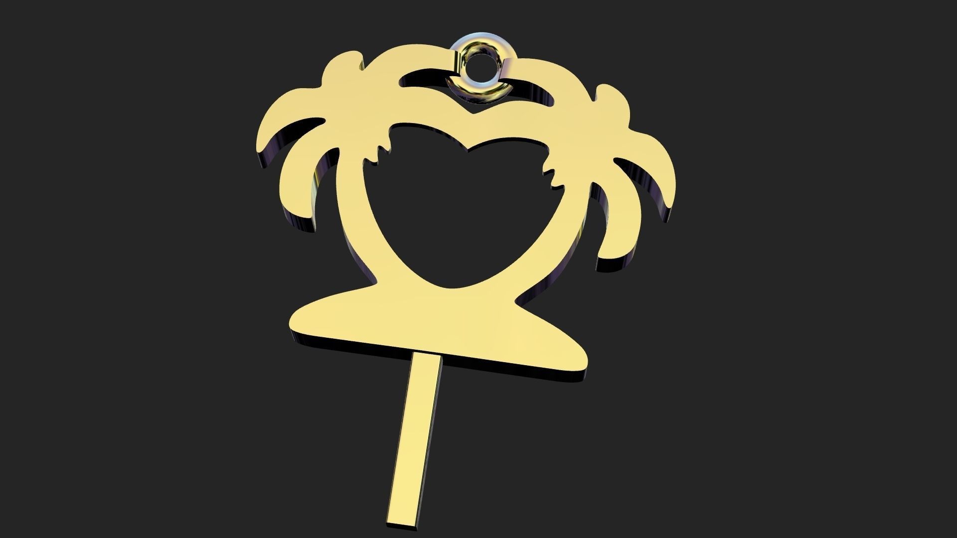 Palm tree gold pendant 3D print model_6