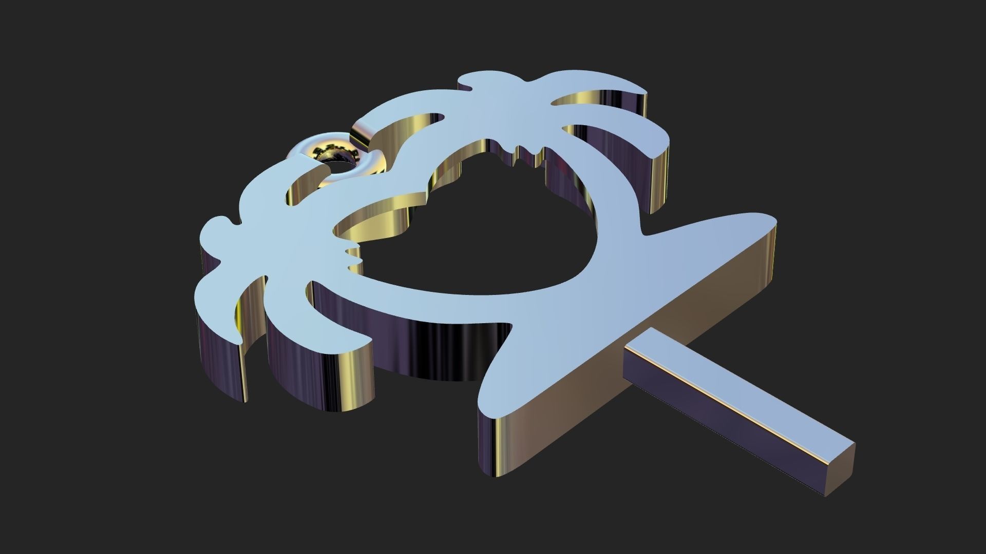Palm tree gold pendant 3D print model_12
