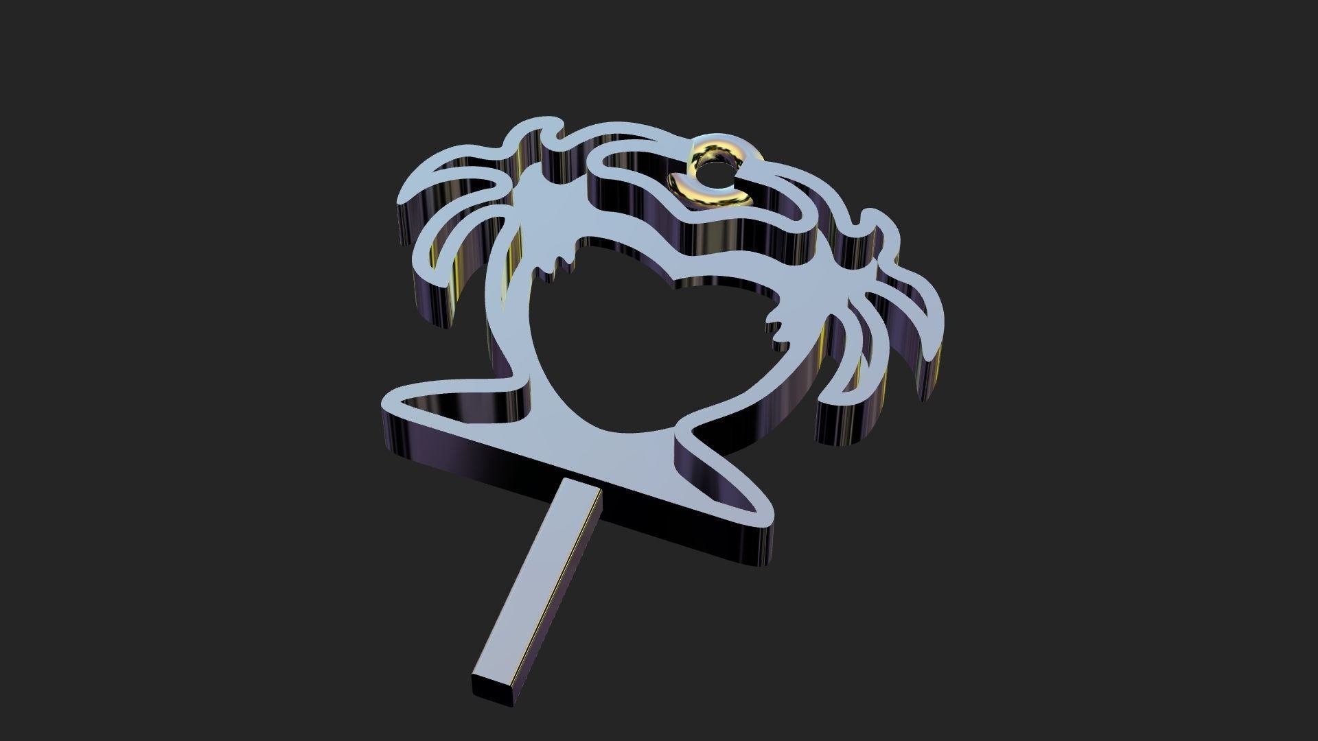 Palm tree gold pendant 3D print model_14