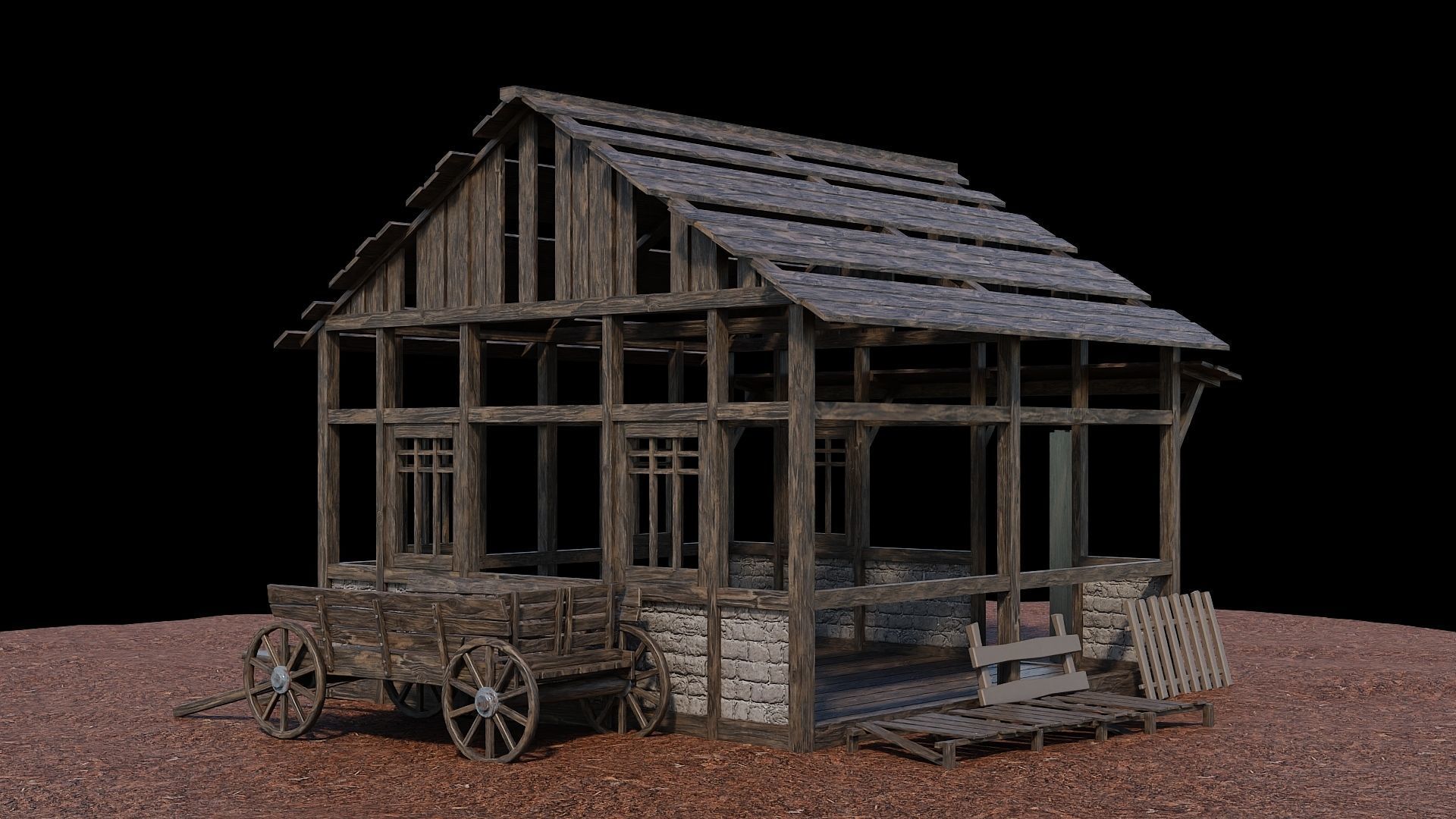 Medieval Village Asset 23- 4K Textures Game Ready Low-poly 3D model_2