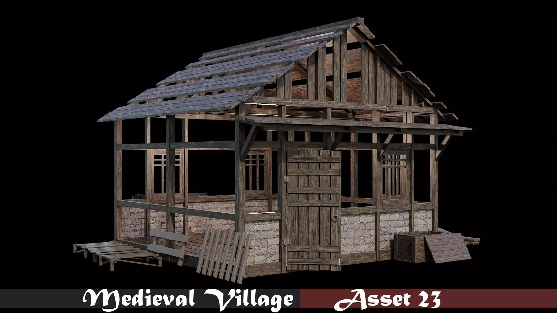 Medieval Village Asset 23- 4K Textures Game Ready Low-poly 3D model_0
