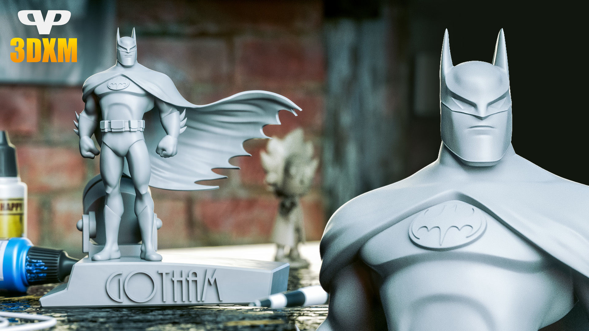 Batman Animated STL for 3D Printing ChibiSTL 3DXM 3D print model_3
