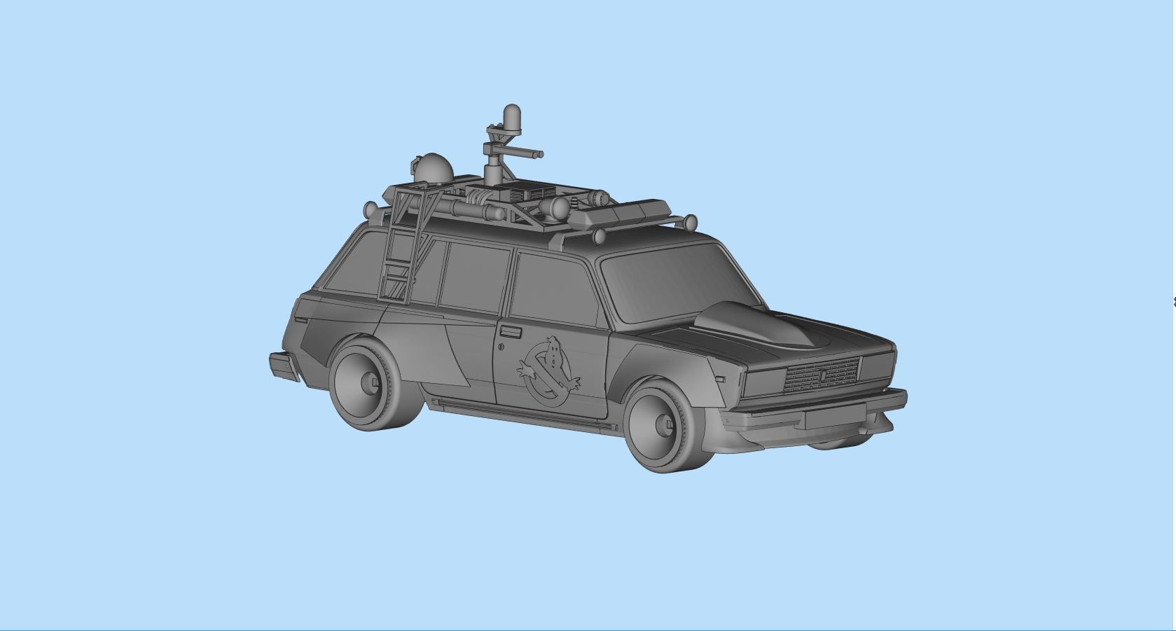 Ghostbusters Ecto Lada Riva Nova Scale Car Model Kit 3D print model_14