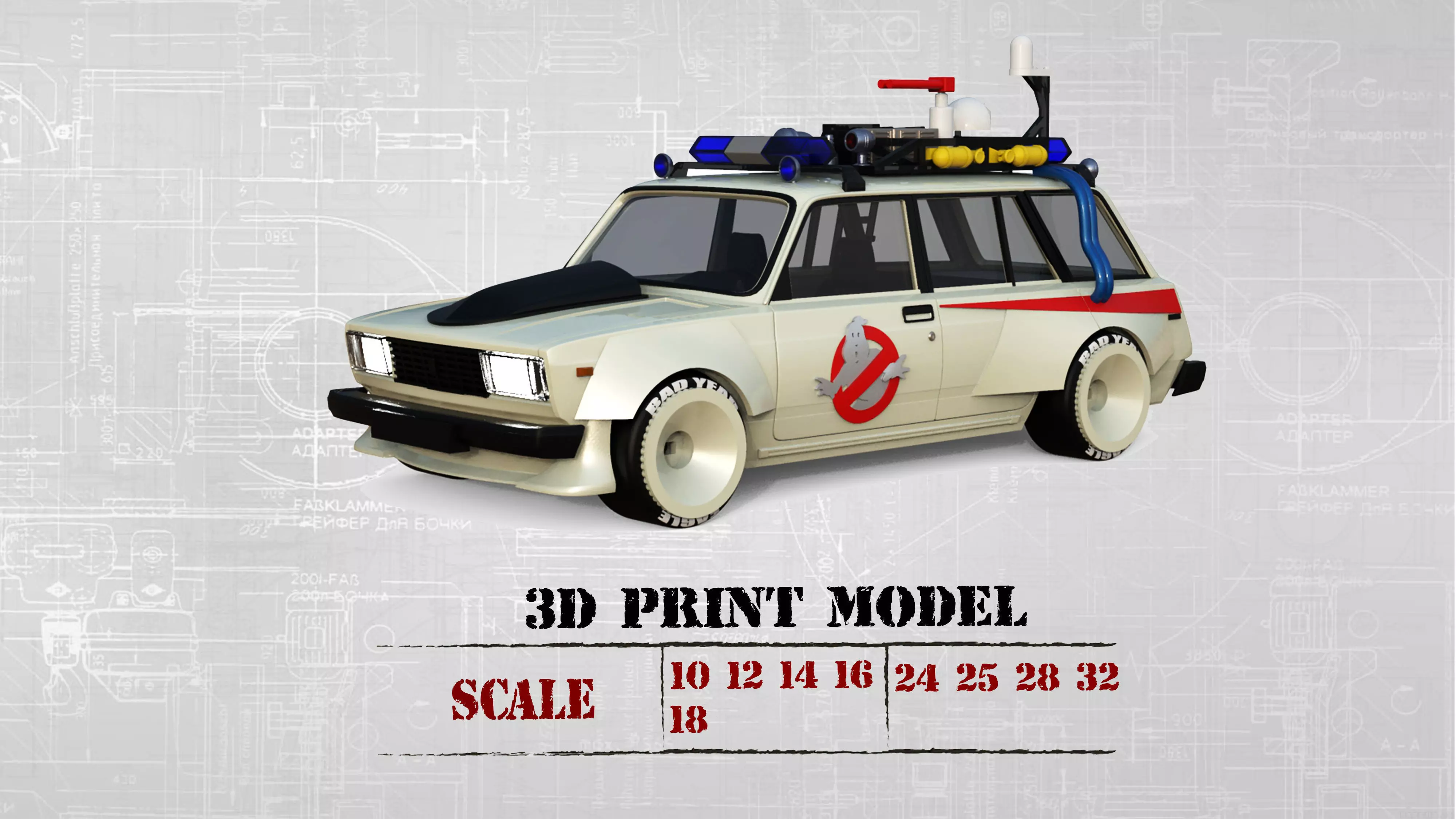 Ghostbusters Ecto Lada Riva Nova Scale Car Model Kit 3D print model_0