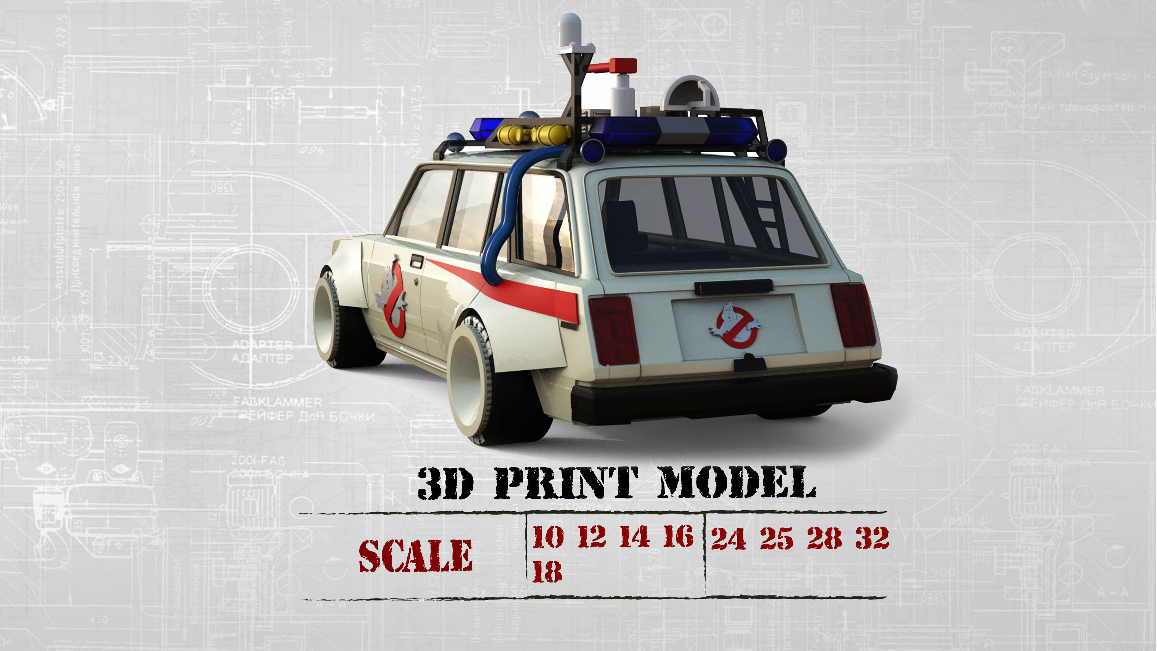 Ghostbusters Ecto Lada Riva Nova Scale Car Model Kit 3D print model_2