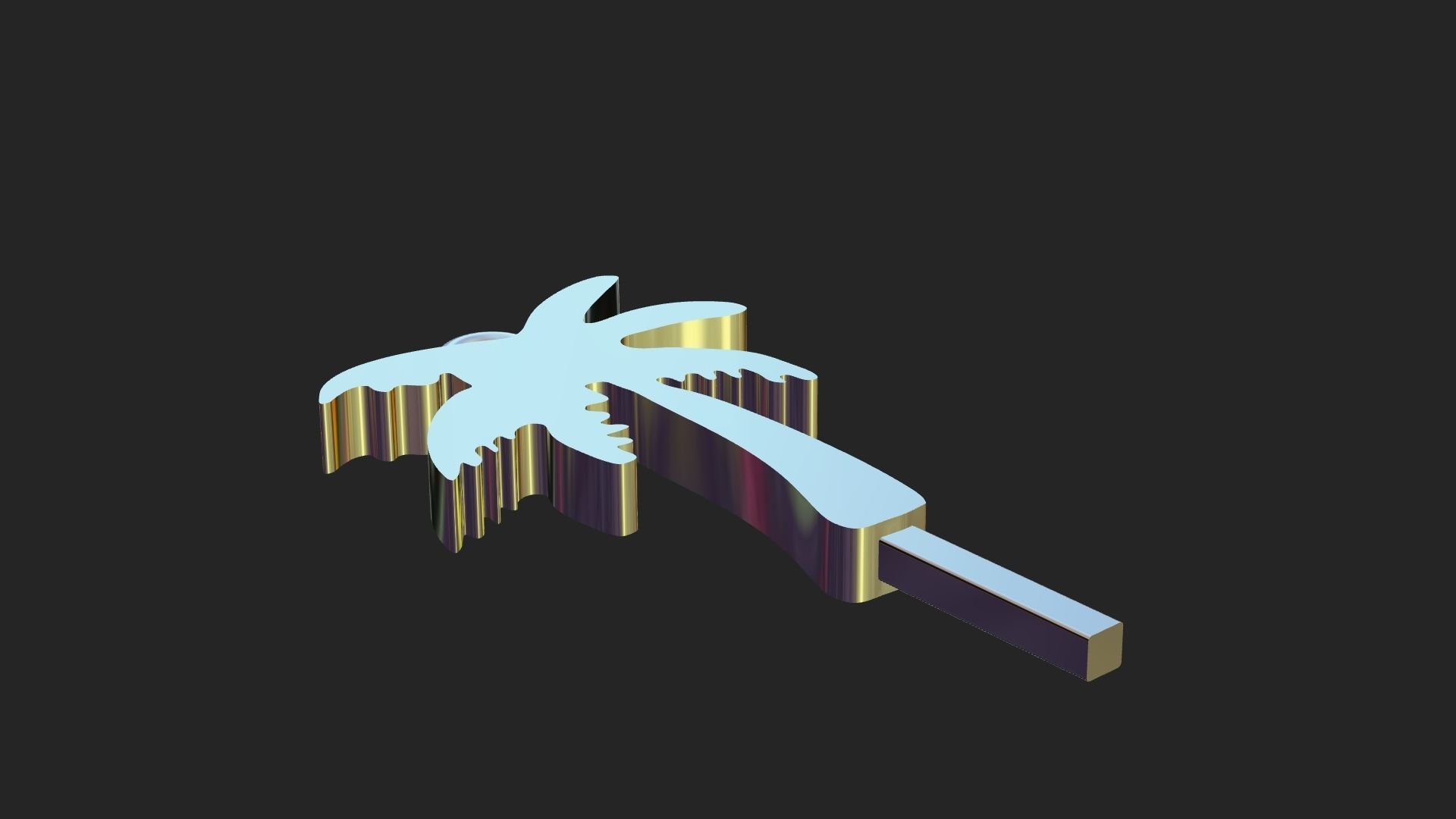A single palm tree gold pendant 3D print model_8