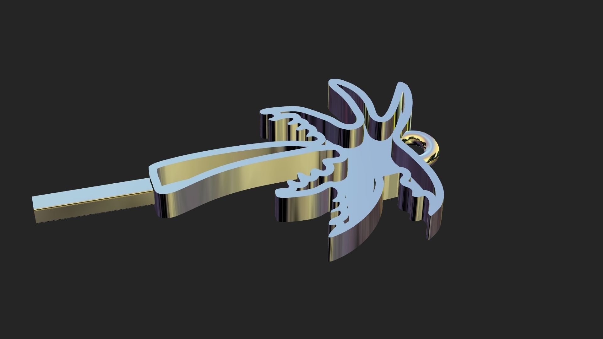 A single palm tree gold pendant 3D print model_14