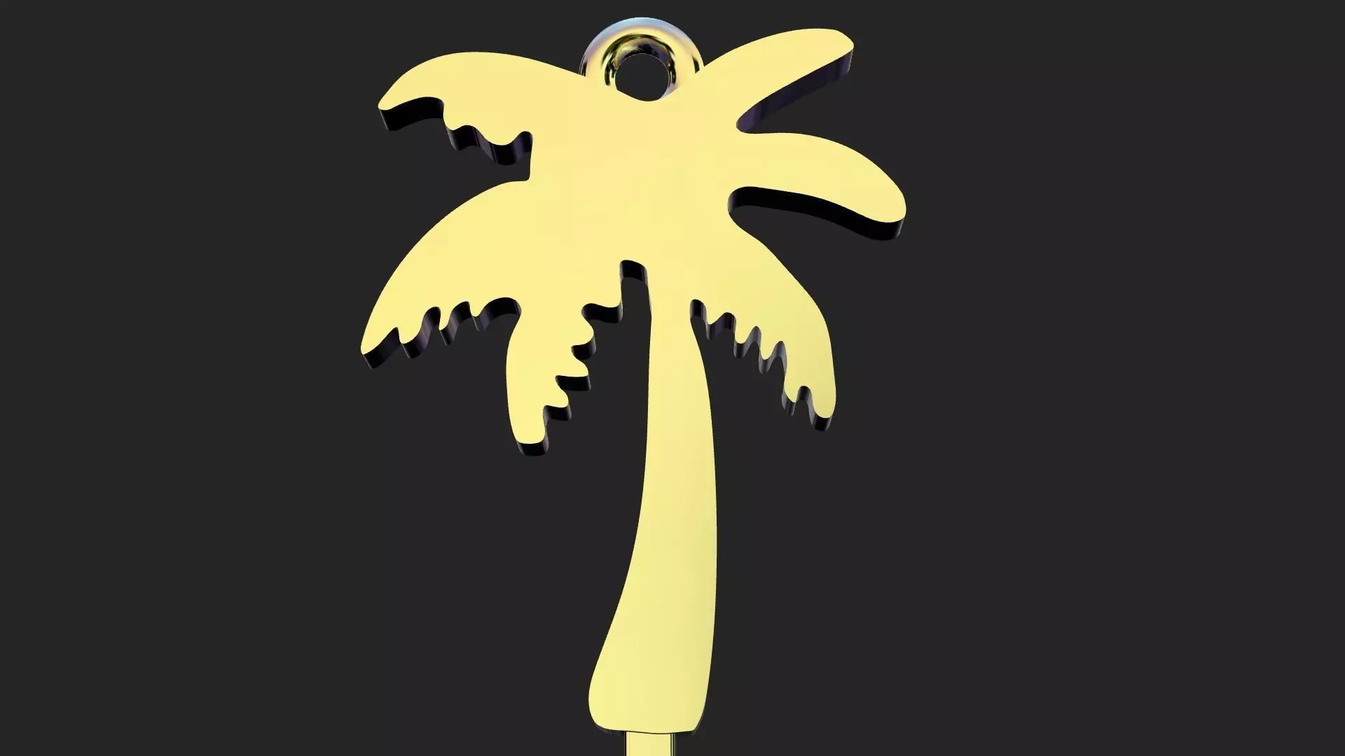 A single palm tree gold pendant 3D print model_0