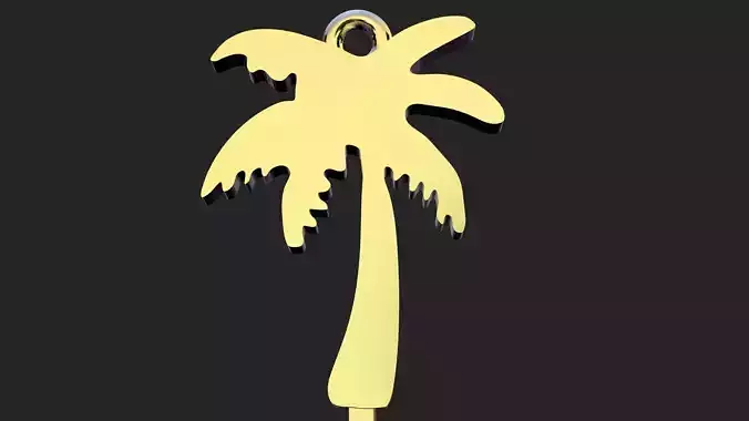 A single palm tree gold pendant 3D print model