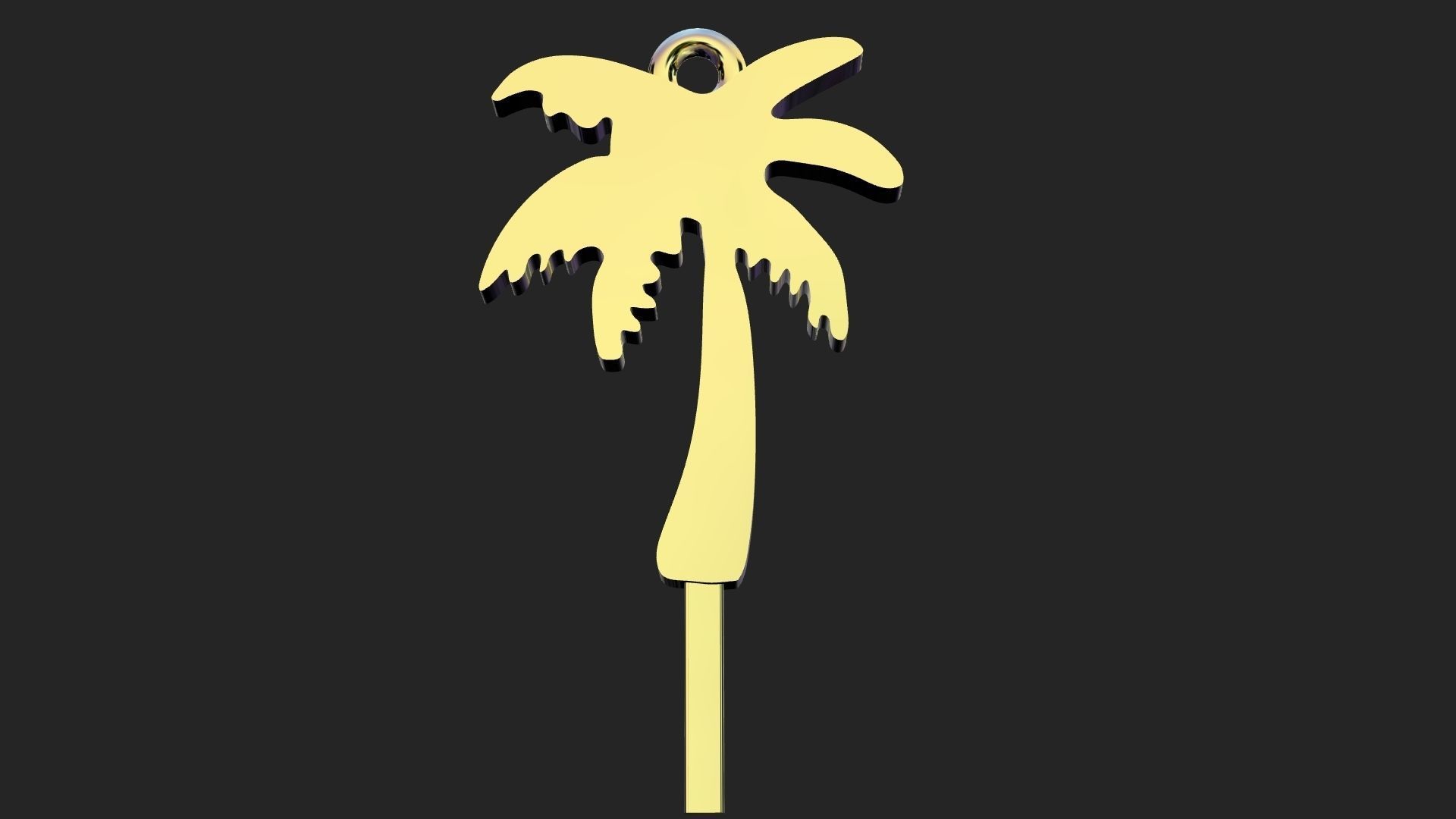 A single palm tree gold pendant 3D print model_1