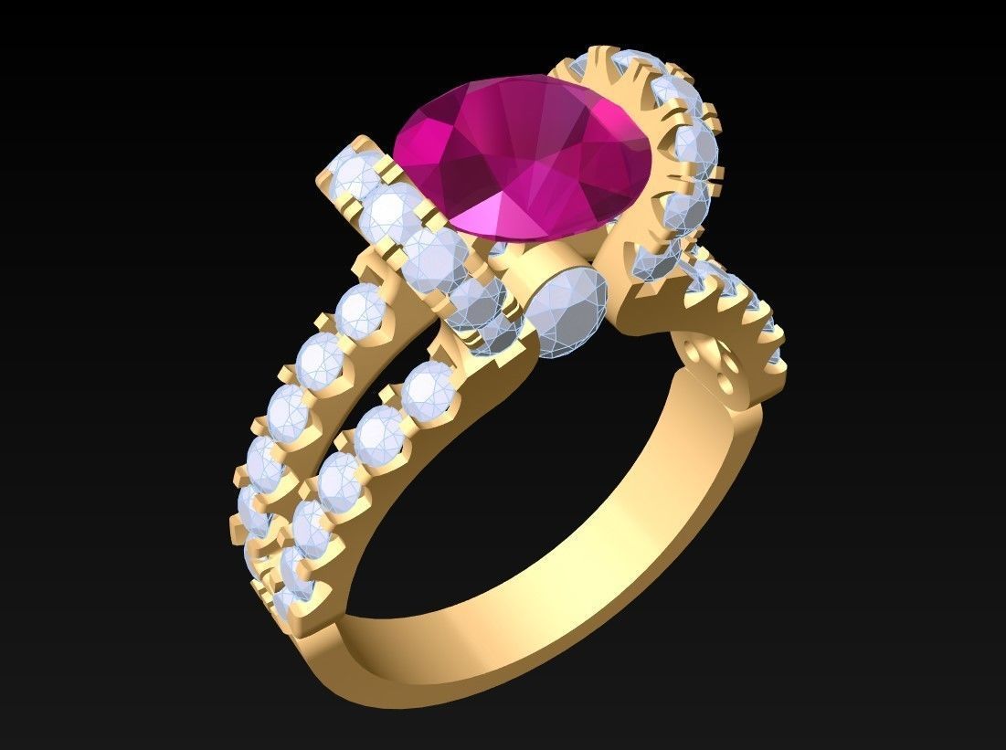 Diamond Ring - Womens Rings - N2390 3D print model_2