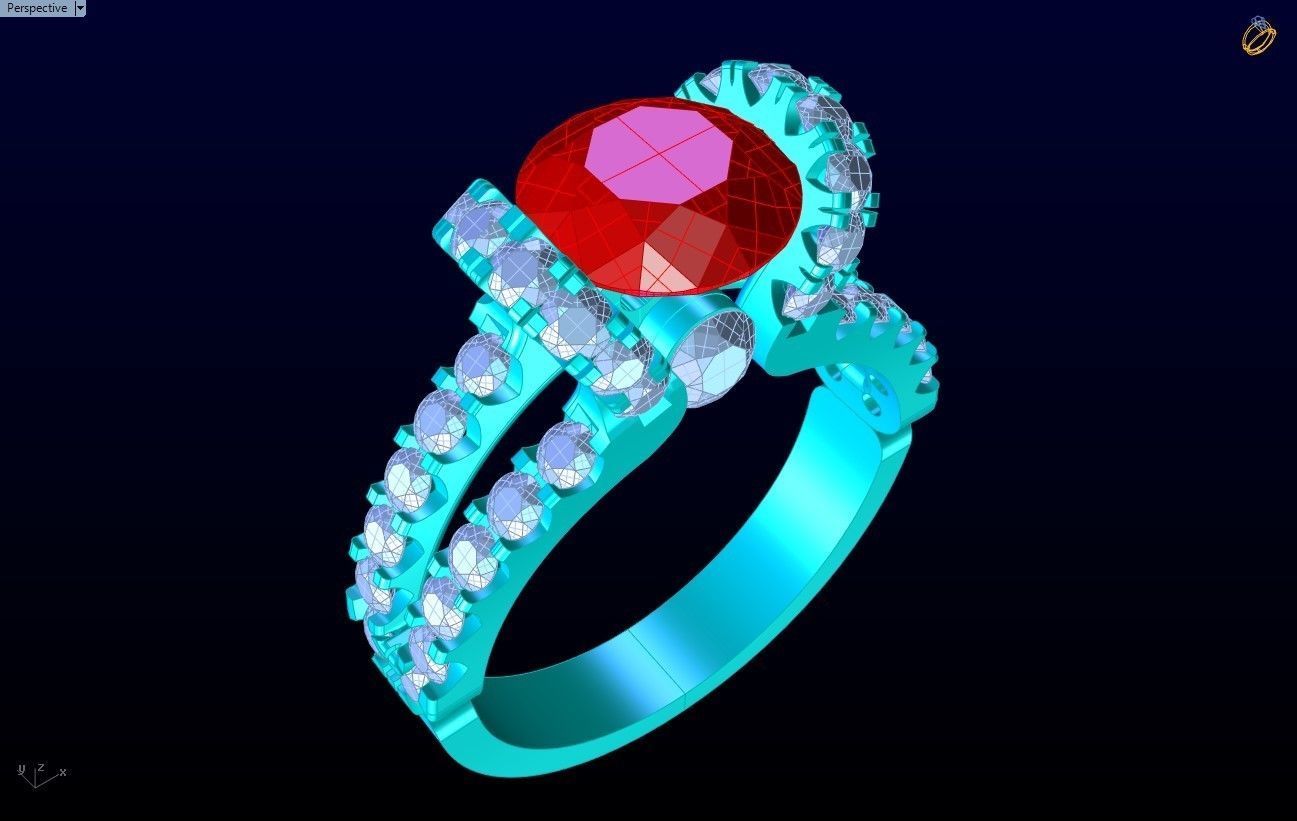 Diamond Ring - Womens Rings - N2390 3D print model_9