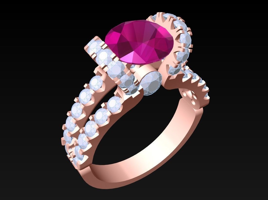 Diamond Ring - Womens Rings - N2390 3D print model_1