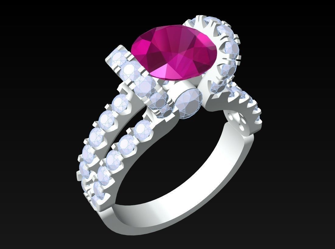 Diamond Ring - Womens Rings - N2390 3D print model_3