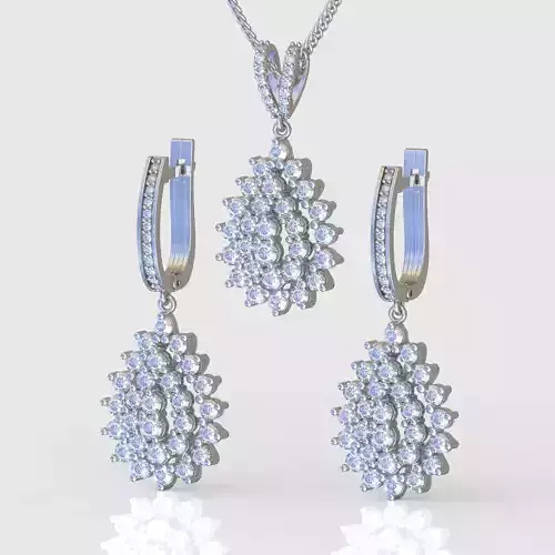 Pendant and Earring Set 3D printable model 0107 3D Model Collection