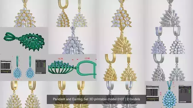Pendant and Earring Set 3D printable model 0107