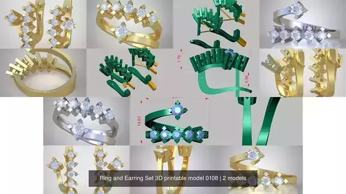 Ring and Earring Set 3D printable model 0108