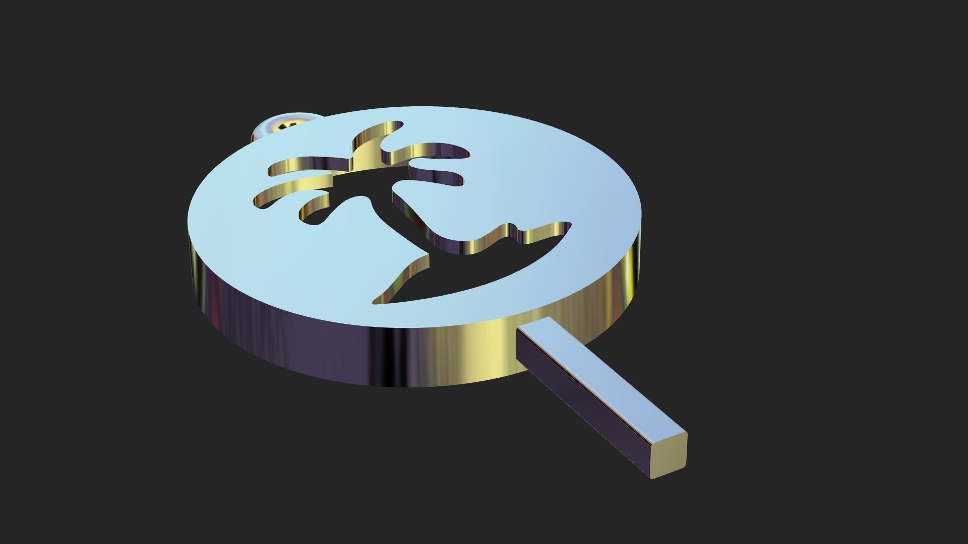 Round golden pendant of single palm tree 3D print model_9