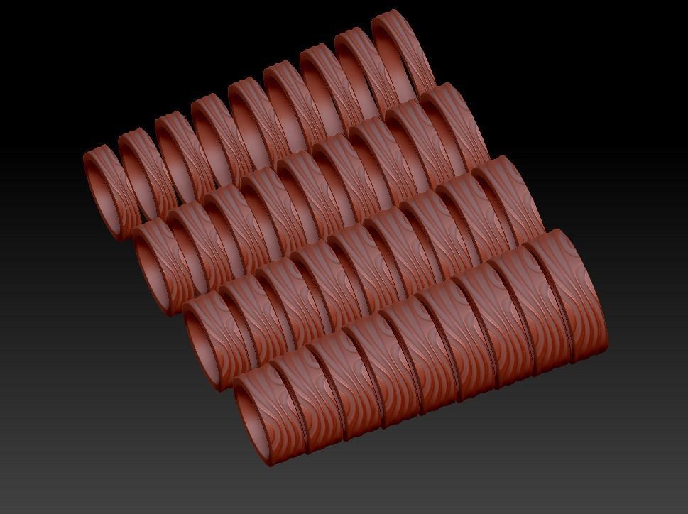 Wavy wedding rings full pack 3D print model_4