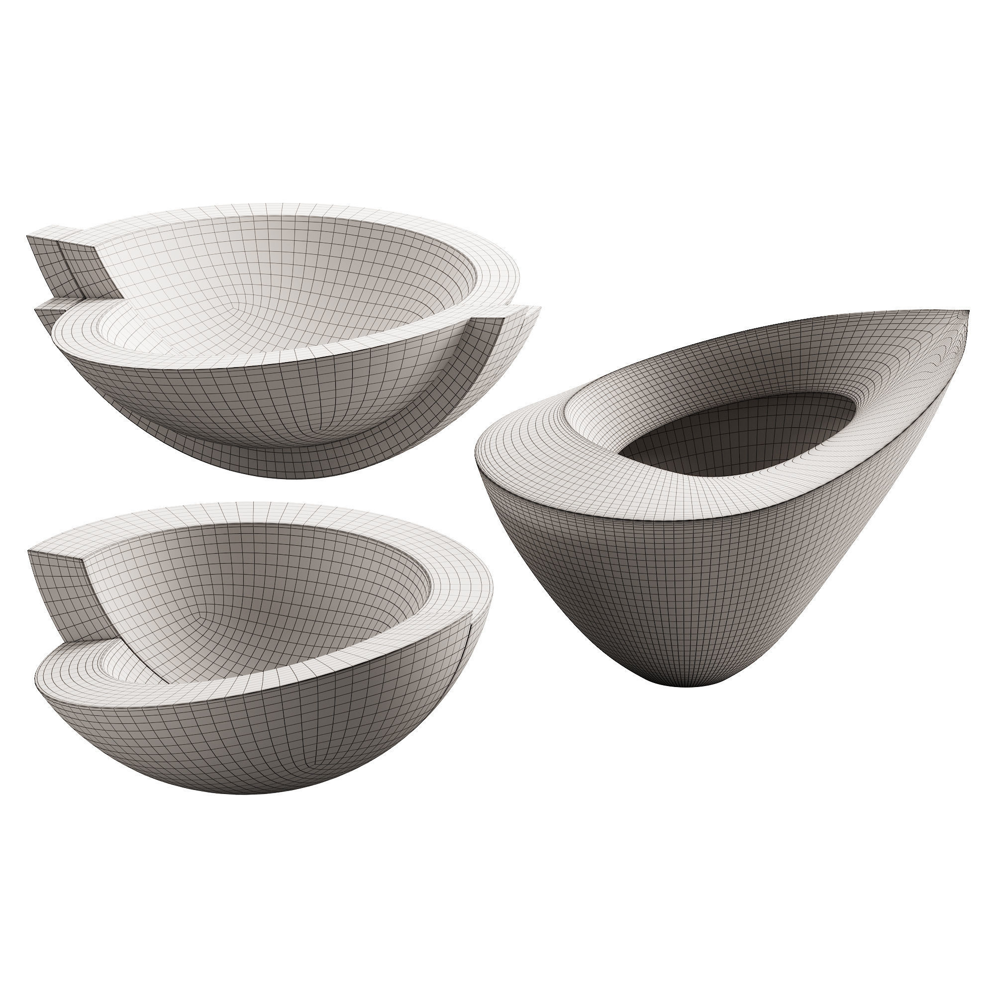 365 decorative vases and pots 03 deformed folded relief vase 02 3D model_5