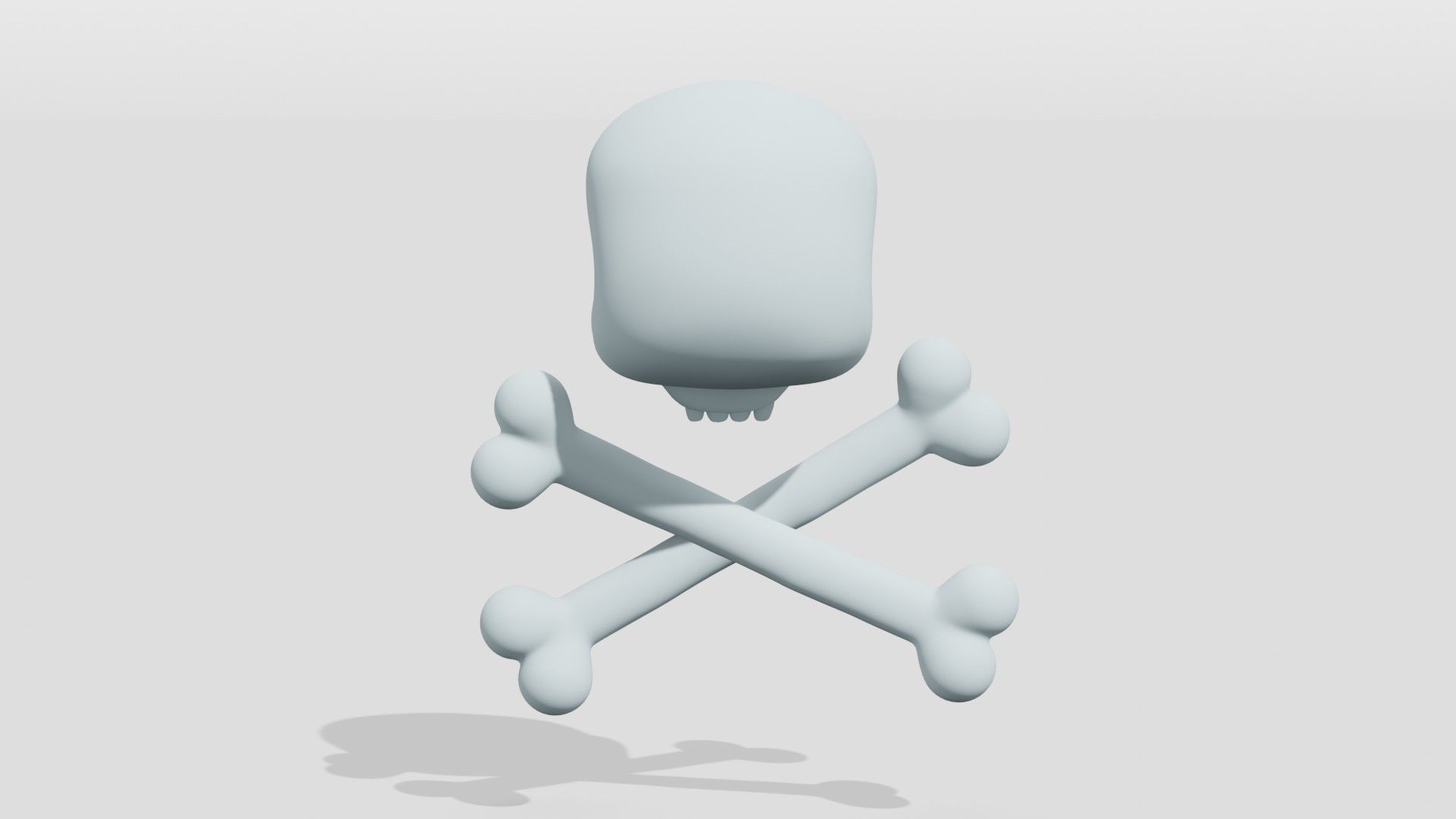 White skull and bones  3D model_3