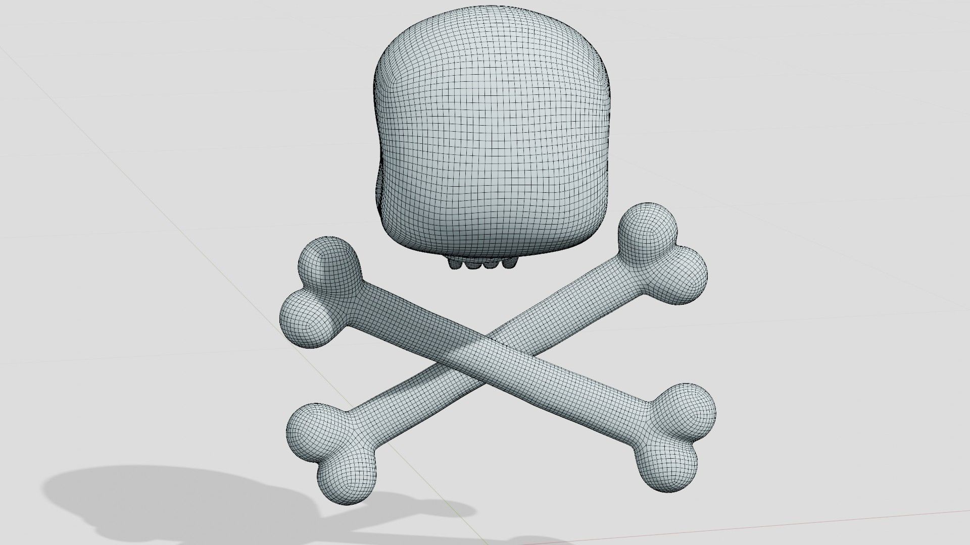 White skull and bones  3D model_6