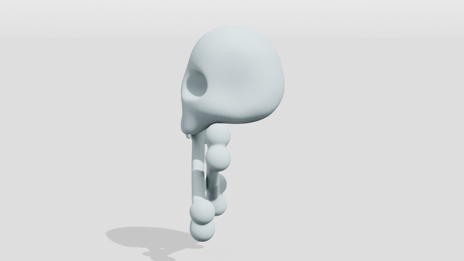 White skull and bones  3D model_2