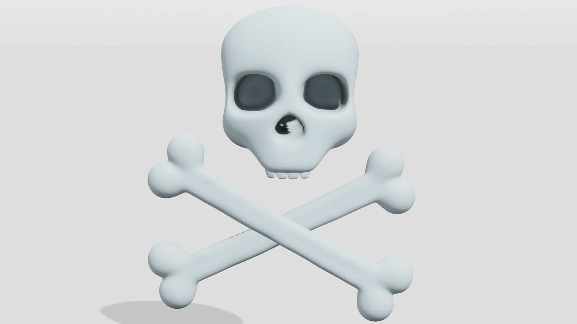 White skull and bones  3D model_1