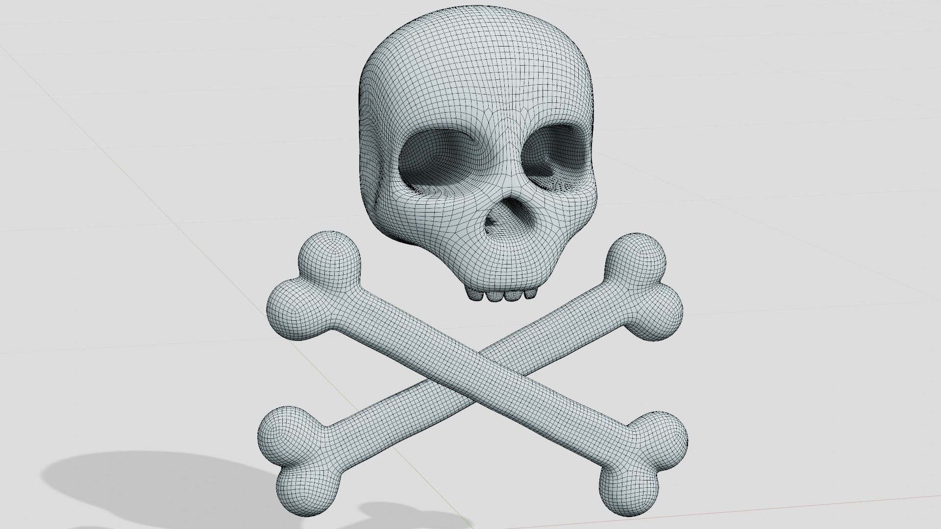 White skull and bones  3D model_5