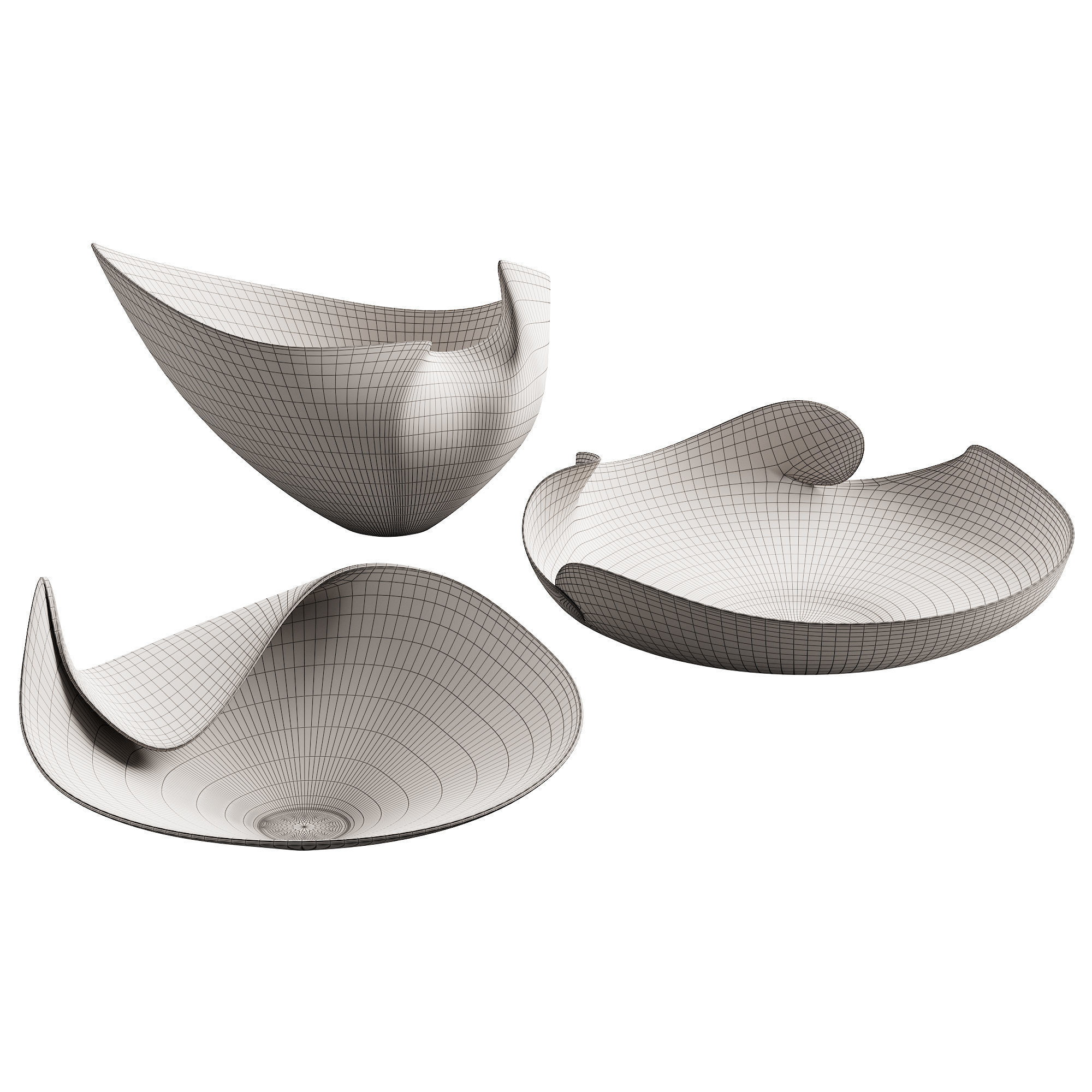 366 decorative vases and pots 04 deformed folded relief vase 03 3D model_6