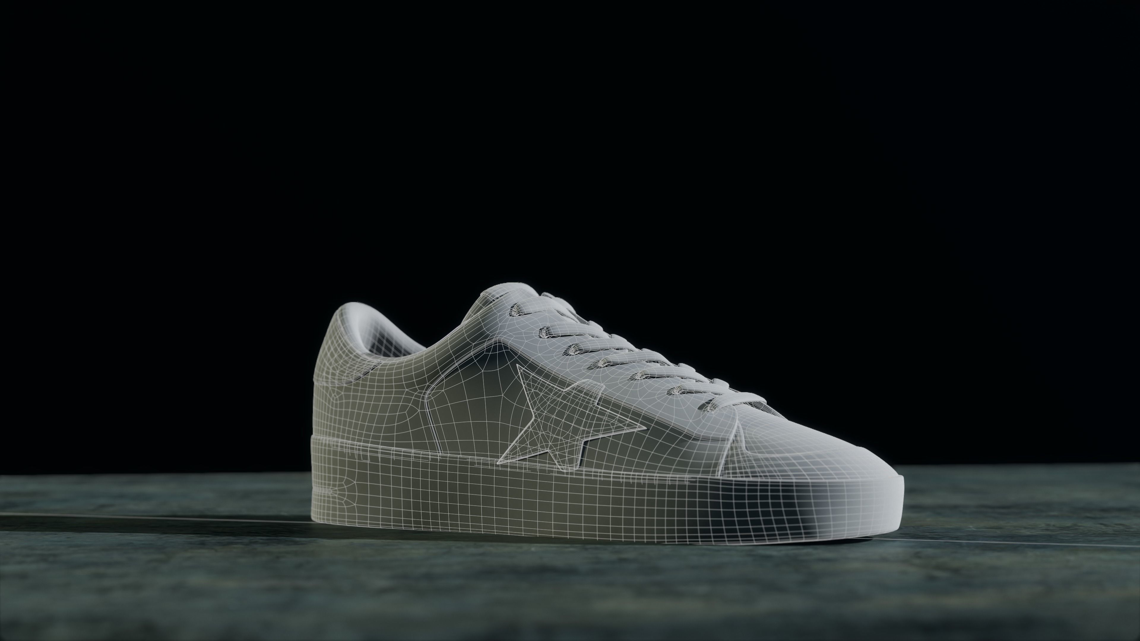 GOLDEN GOOSE SNEAKERS MENS STARDAN IN RED AND WHITE LEATHER 3D model_6