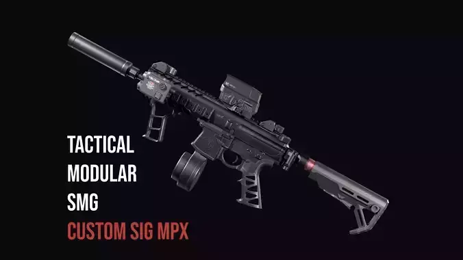 Tactical modular custom SMG  Sig Sauer MPX Low-poly 3D model